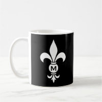 Monograma Fleur De Lis Moderno, preto e branco sim