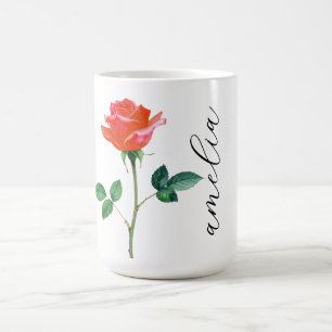 Caneca De Café Monograma Flor June Rosa Floral