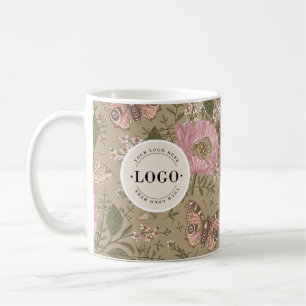 Caneca De Café Monograma Floral Botânico de Flor Silvestre Modern
