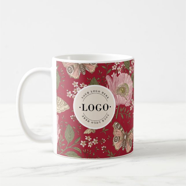 Caneca De Café Monograma Floral Botânico de Flores Silvestres Mod (Esquerda)