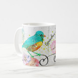 Caneca De Café Monograma floral das citações da avó do Hydrang