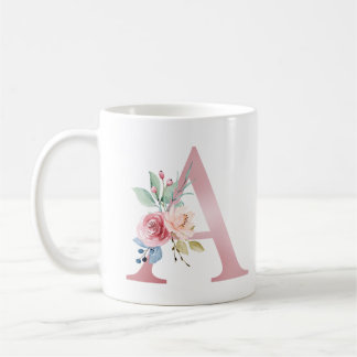 Caneca De Café Monograma Floral Elegante A Mug