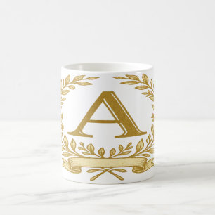 Caneca De Café Monograma Floral Elegante - Nome & inicial persona