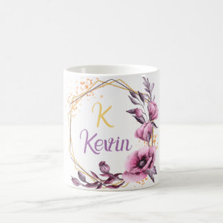 Caneca De Café Monograma Floral Elegante Nome personalizado de do