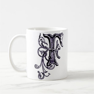 Caneca De Café Monograma Floral 'F' - Mug