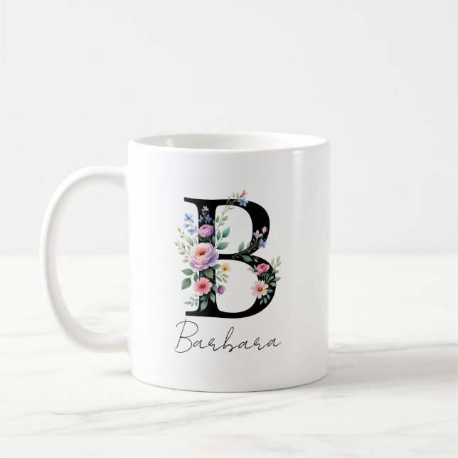 Caneca De Café Monograma Floral – Letra B (Esquerda)