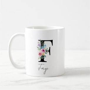 Caneca De Café Monograma Floral – Letra F
