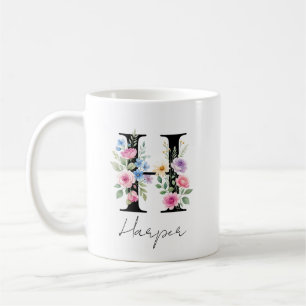 Caneca De Café Monograma Floral – Letra H