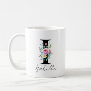 Caneca De Café Monograma Floral – Letra I