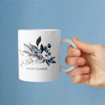 Monograma Floral Mágico de inverno Mug de café
