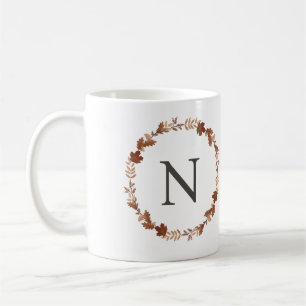 Caneca De Café Monograma Floral Personalizado