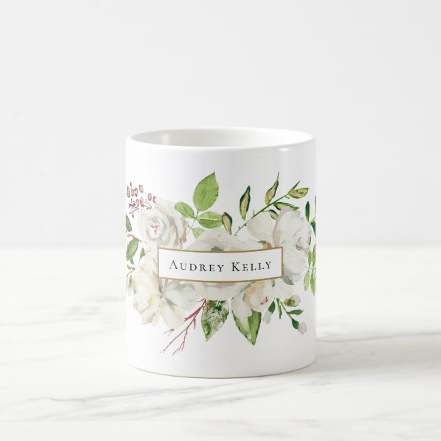 Caneca De Café Monograma Floral Pintado Branco (Centro)
