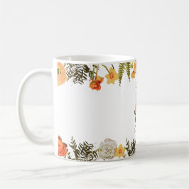 Caneca De Café Monograma Floral Quente "E" Monograma Inicial