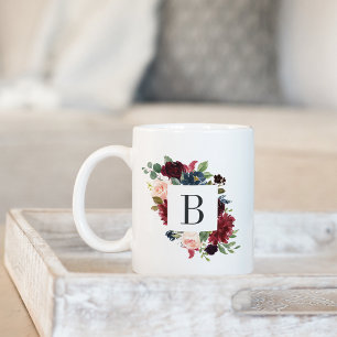 Caneca De Café Monograma Floral Radiante Bloom