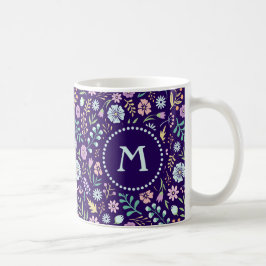Caneca De Café Monograma Floral Whimsical Boho Pattern Mug