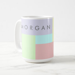 Caneca De Café Monograma geométrico pastel moderno