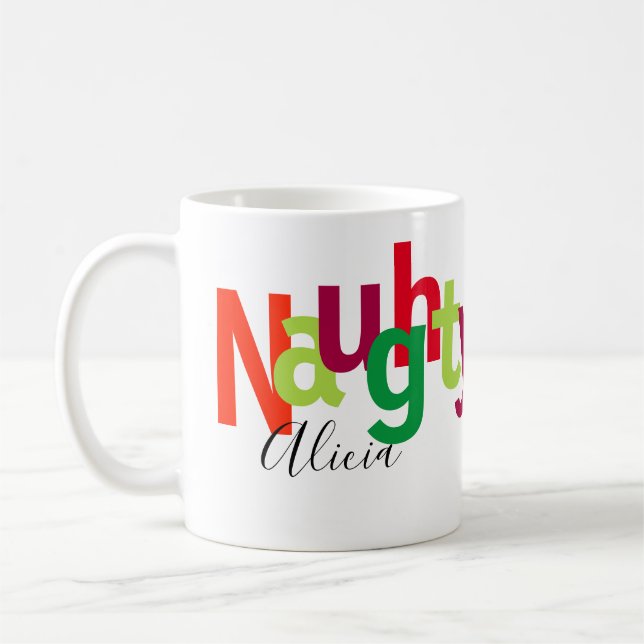 Caneca De Café Monograma impertinente da tipografia do Natal (Esquerda)