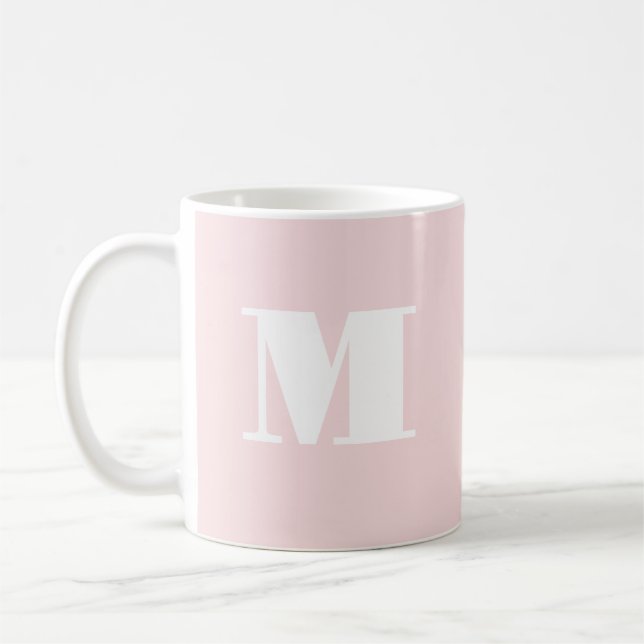 Caneca De Café Monograma inicial cor-de-rosa simples (Esquerda)