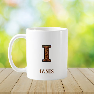 Caneca De Café Monograma Inicial de Couro Ocidental Trabalhado I