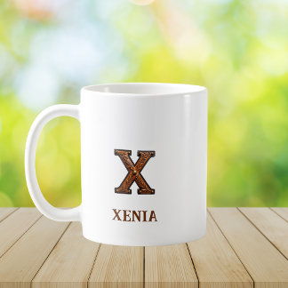 Caneca De Café Monograma Inicial de Couro Ocidental Trabalhado X