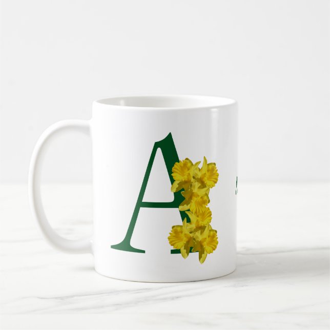 Caneca De Café Monograma Inicial de Narciso Personalizado A (Esquerda)