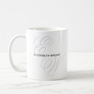Caneca De Café Monograma inicial de nome de cheio personalizado e
