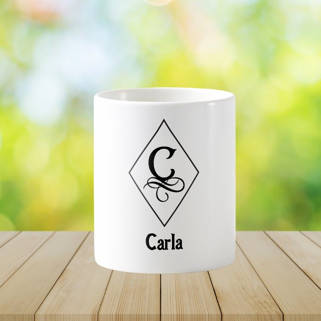 Caneca De Café Monograma Inicial Geométrico Elegante C (Criador carregado)
