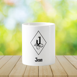 Caneca De Café Monograma Inicial Geométrico Elegante J