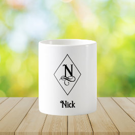 Caneca De Café Monograma Inicial Geométrico Elegante N