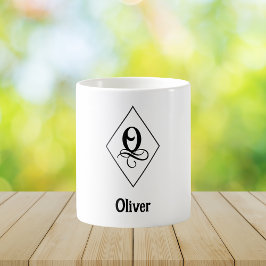Caneca De Café Monograma Inicial Geométrico Elegante O