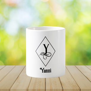 Caneca De Café Monograma Inicial Geométrico Elegante Y