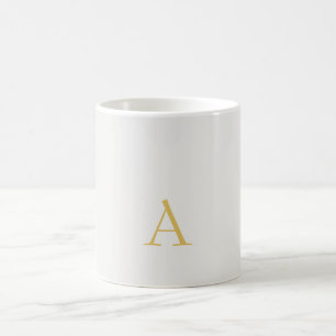 Caneca De Café Monograma Inicial Profissional Cor Dourado e Paste