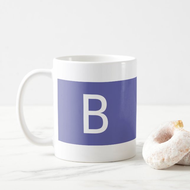 Caneca De Café Monograma Inicial Simples Moderno Letra Minimal (Com Donut)
