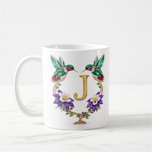 Caneca de Café Monograma J de Beija-Flor Joias de