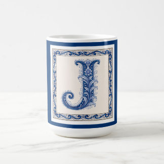Caneca De Café Monograma J de Herança Norueguesa - Azul