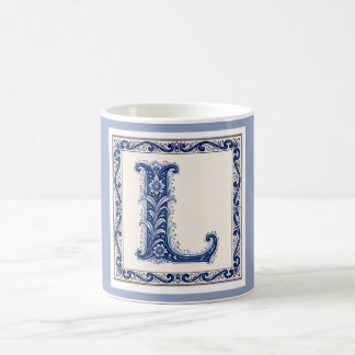 Caneca De Café Monograma L de Herança Norueguesa - Azul