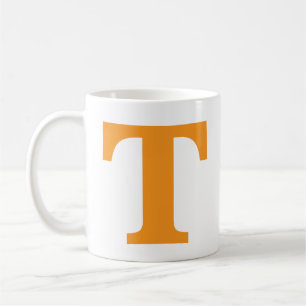 Caneca De Café Monograma Laranja Personalizado Clássico Colegia