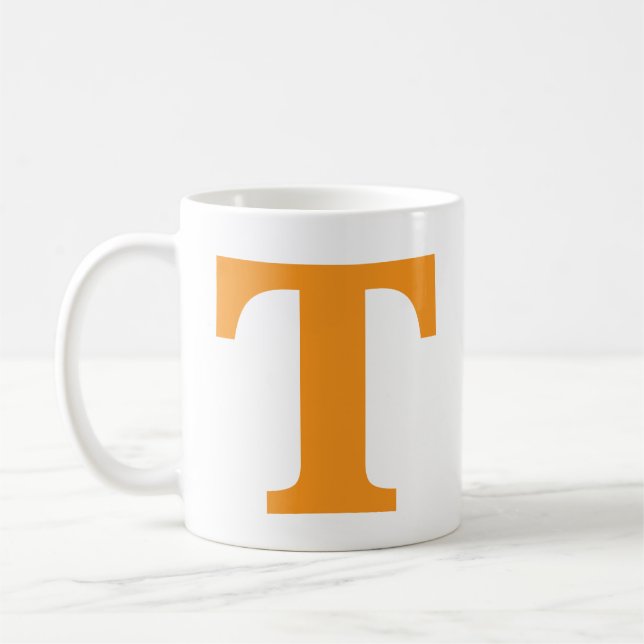 Caneca De Café Monograma Laranja Personalizado | Clássico Colegia (Esquerda)