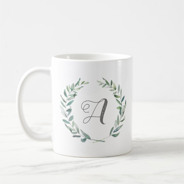 Caneca De Café Monograma Leaf Branch Mug "A" (Esquerda)