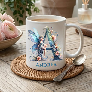 Caneca De Café Monograma - Letra A Com Nome Fada