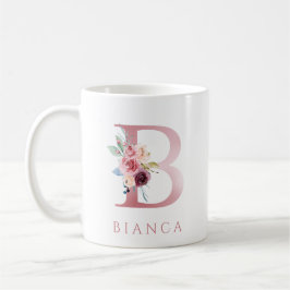 Caneca De Café Monograma - Letra B Floral Watercolor Mug Café