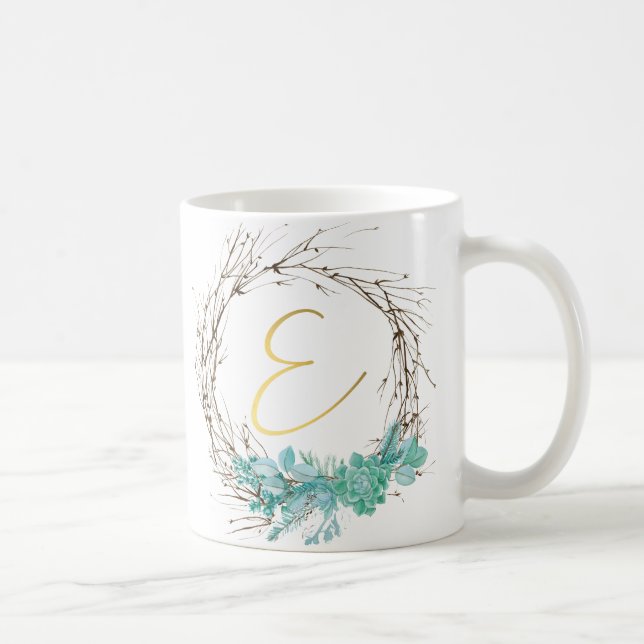 Caneca De Café Monograma - letra E em coroa (Direita)