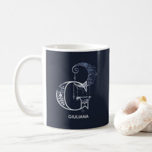 Caneca De Café Monograma - Letra G Boho Crescent Moon Mandala