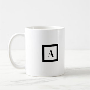 Caneca De Café Monograma - Letra Minimalista A Preta e Branco