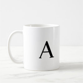 Caneca De Café Monograma - Letra Minimalista A Preta e Branco