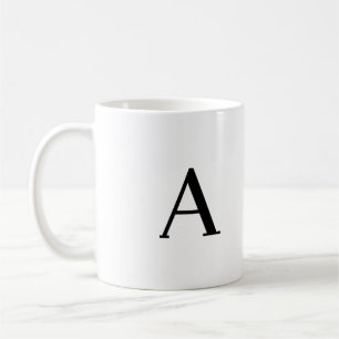 Caneca De Café Monograma - Letra Minimalista A Preta e Branco