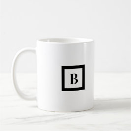 Caneca De Café Monograma - Letra Minimalista B Preta e Branco