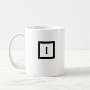 Caneca De Café Monograma - Letra Minimalista I Preto e Branco