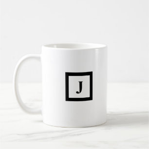 Caneca De Café Monograma - Letra Minimalista J Café Preto e Branc