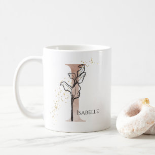 Caneca De Café Monograma - Letra Moderna Inicial I Boho Personali